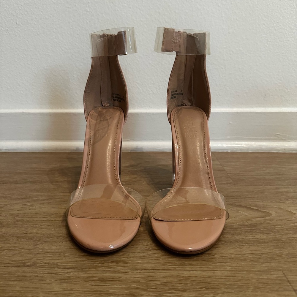 Charlotte Russe Nude Heels with Clear Straps